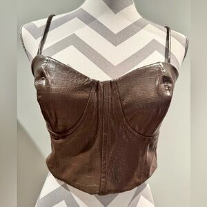 NWT Express Faux Leather Body Contour Bustier Top